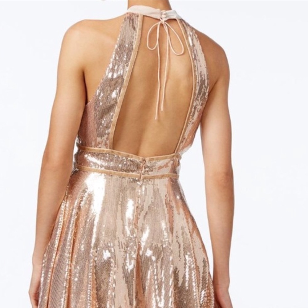 FREE PEOPLE Film Noir Sequin Mini Dress Gold NWT - Picture 3 of 4